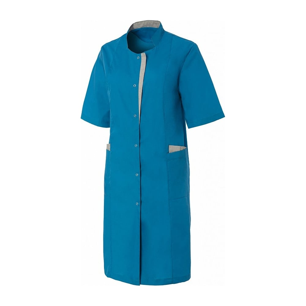 Изображение товара Медицинский халат СОЮЗСПЕЦОДЕЖДА ЭВЕЛИН короткий рукав бирюза светло-серый рост 158-164