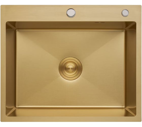 Изображение товара Кухонная мойка из нержавеющей стали OUTE с PVD покрытием 60x50 см с сифоном Цвет золотой матовый T76050J