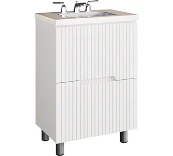 Изображение товара Тумба под умывальник SANTRADE НР 60 см АСТИ, 2 ящика (БЕЛАЯ), в разборе (умывальник COMO-60) 0773