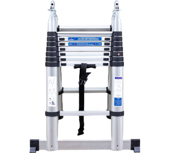 Изображение товара Лестница-стремянка телескопическая алюминиевая бытовая Scheppach 2.5+2.5м, 8+8 ступеней Sch-UP250-M(62498)