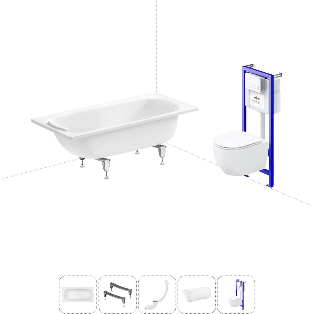Изображение товара Комплект 5 в 1 Sanitana EUROPA ванна 150x70 см с унитазом
