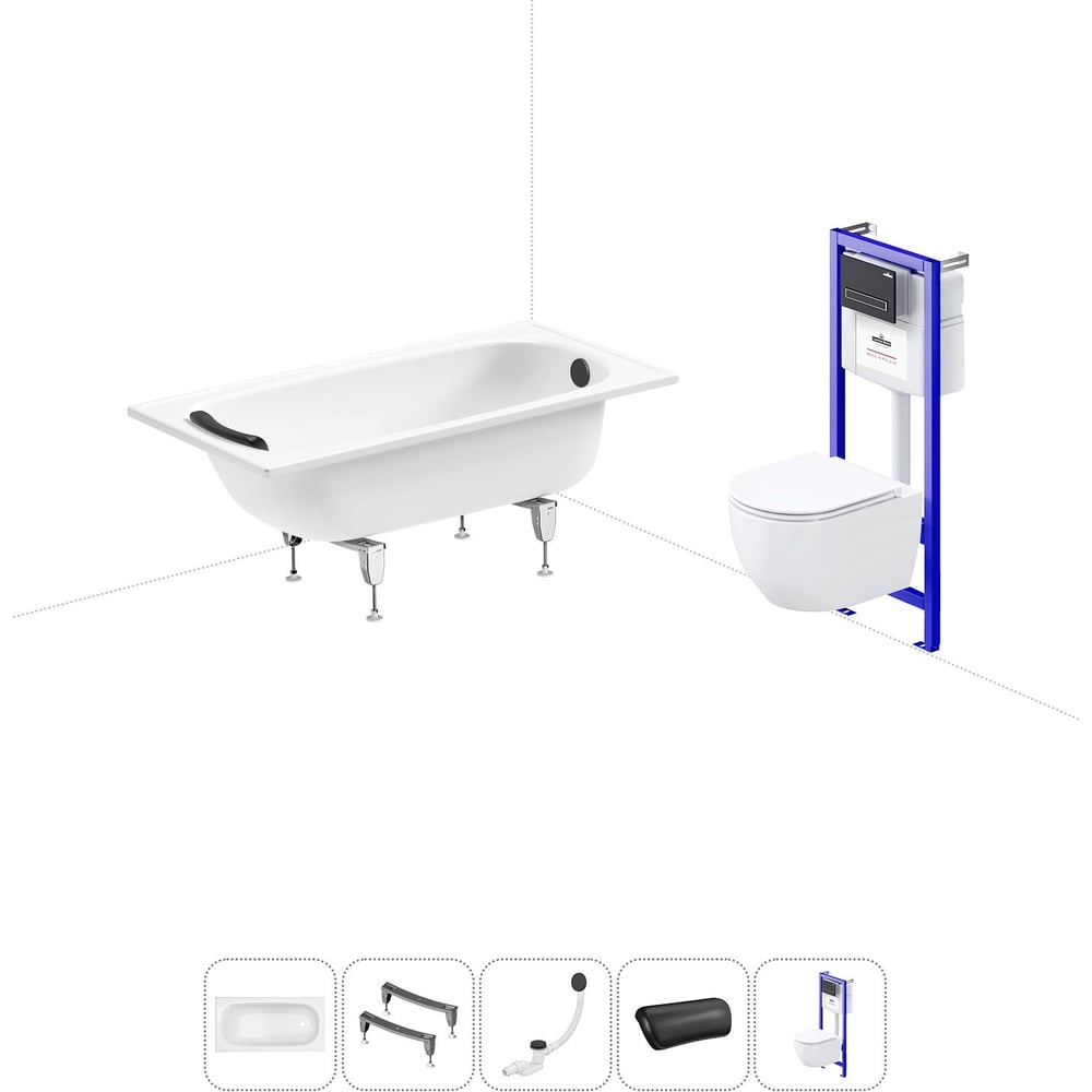 Изображение товара Комплект в ванной 5 в 1 Sanitana EUROPA с инсталляцией и унитазом