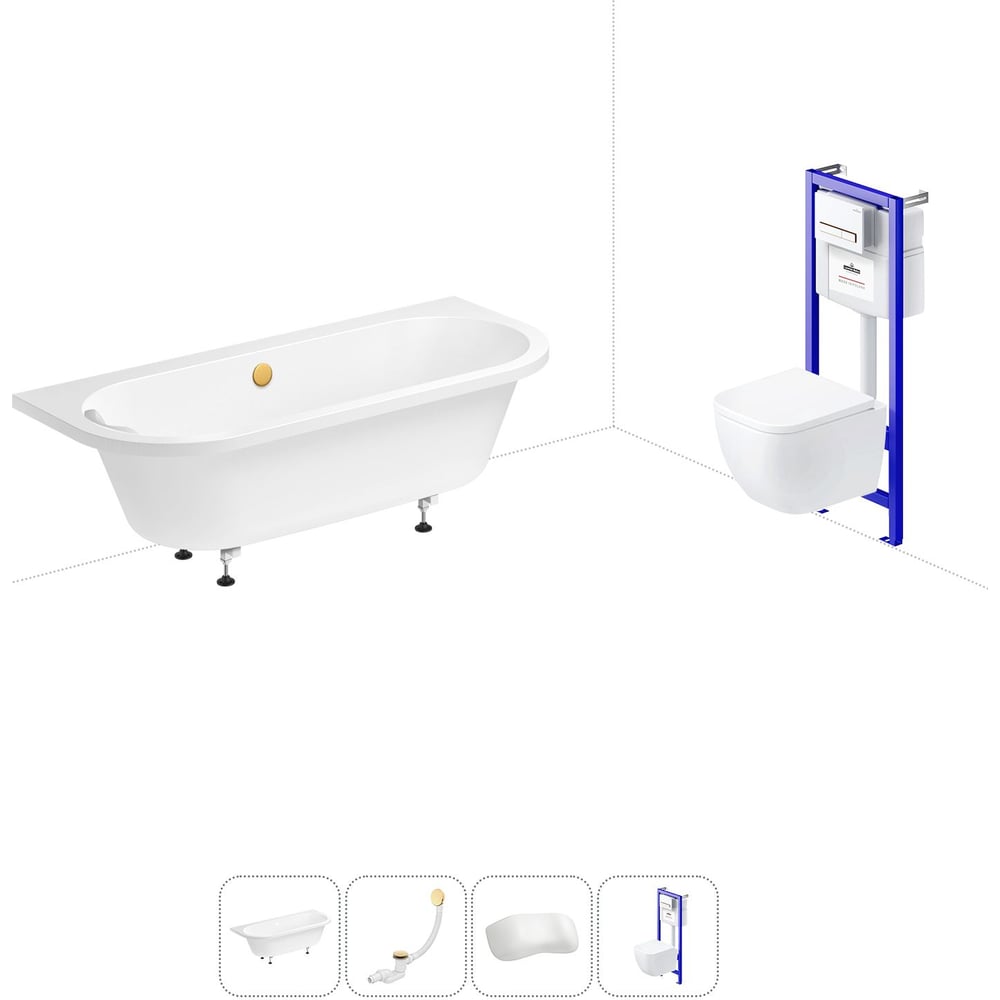 Изображение товара Комплект для ванной Lavinia Boho Art 170x75 см акрил с инсталляцией и унитазом