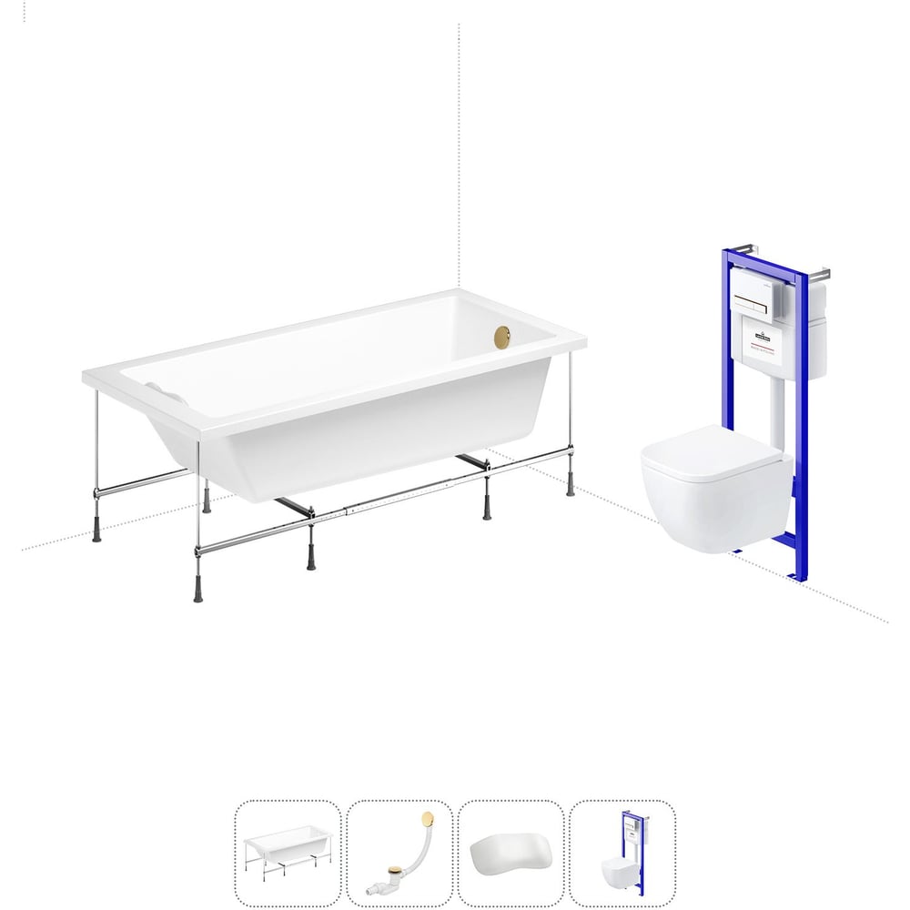 Изображение товара Комплект 5 в 1 Lavinia Boho Catani акриловая ванна 160x80 см с инсталляцией