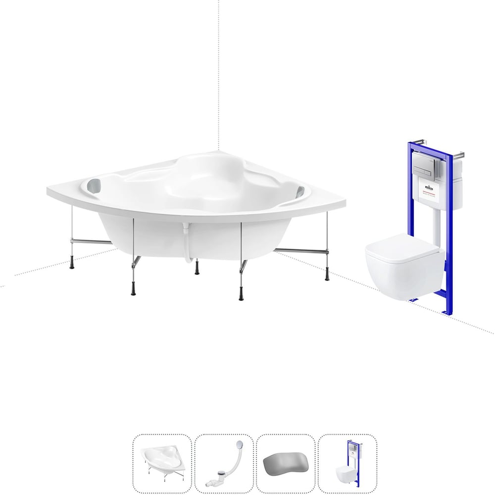 Изображение товара Комплект 5 в 1 акриловая ванна Lavinia Boho Elegant 150x150 см