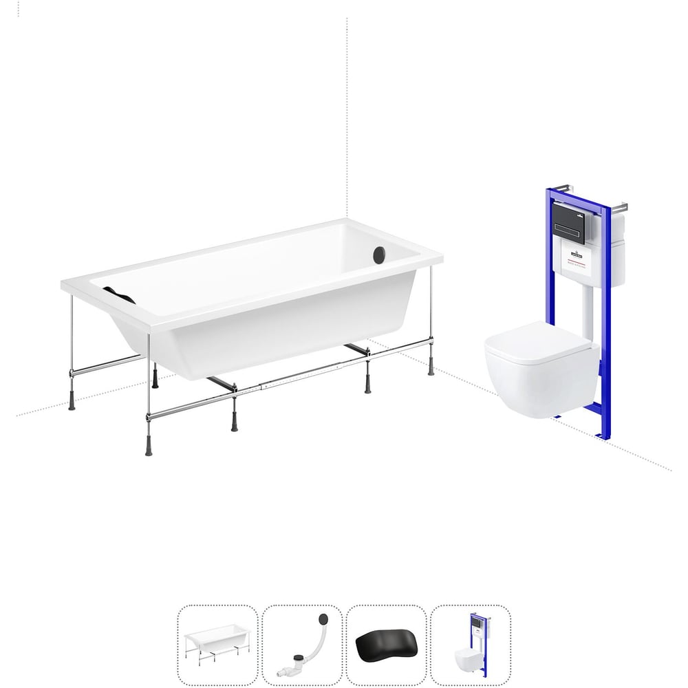 Изображение товара Комплект 5 в 1 акриловая ванна Lavinia Boho Element 170x80 см