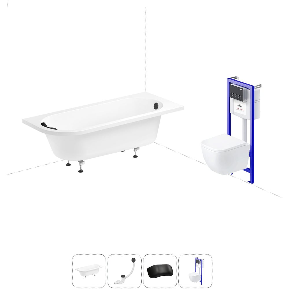 Изображение товара Акриловая ванна Lavinia Boho Art II 170x72.5 см с инсталляцией и шторкой