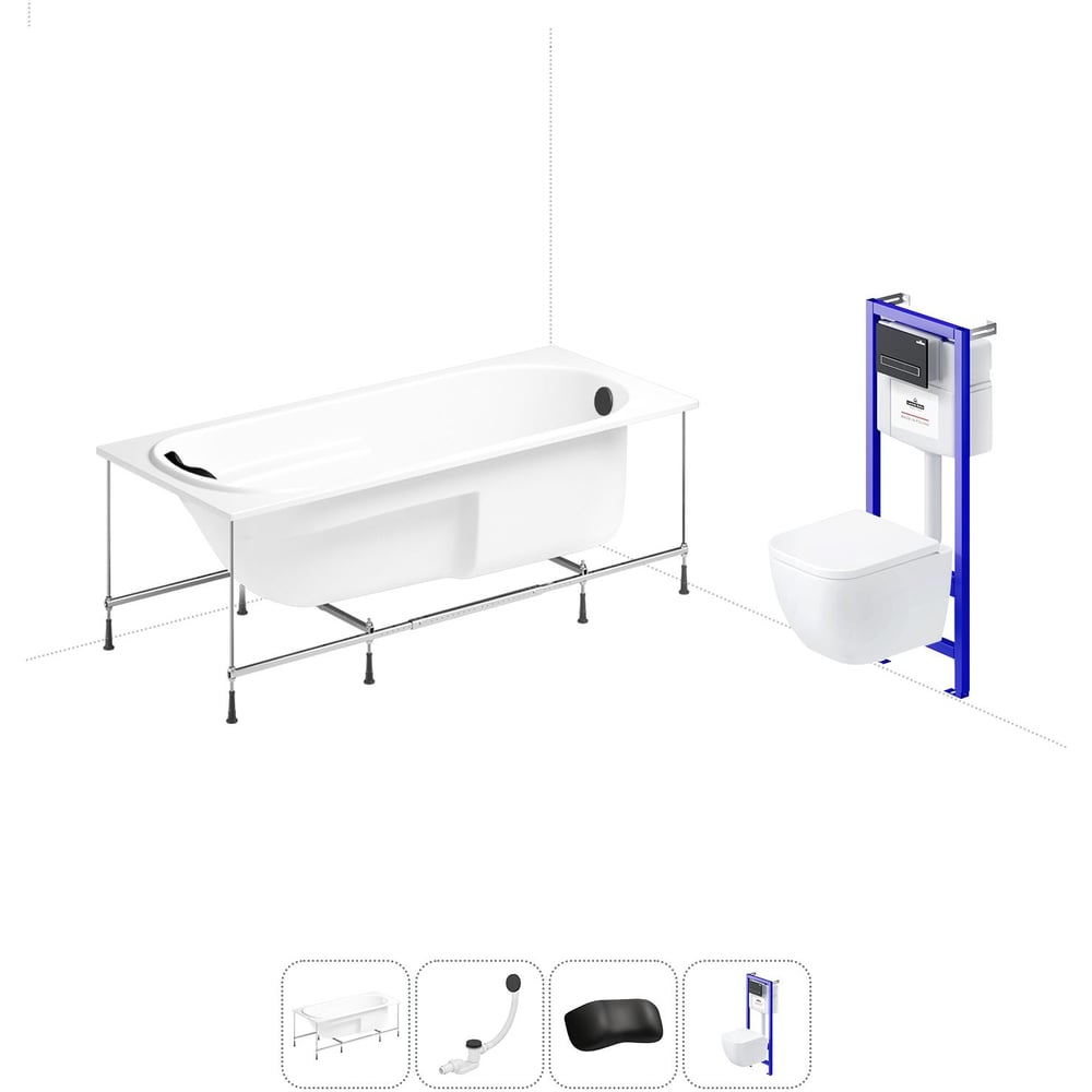 Изображение товара Акриловая ванна Lavinia Boho Bristol 170x75 см с инсталляцией и каркасом