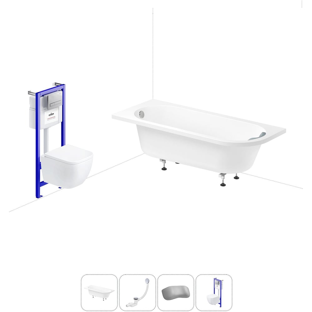 Изображение товара Современная акриловая ванна Lavinia Boho Art II 170x72.5 см с установкой