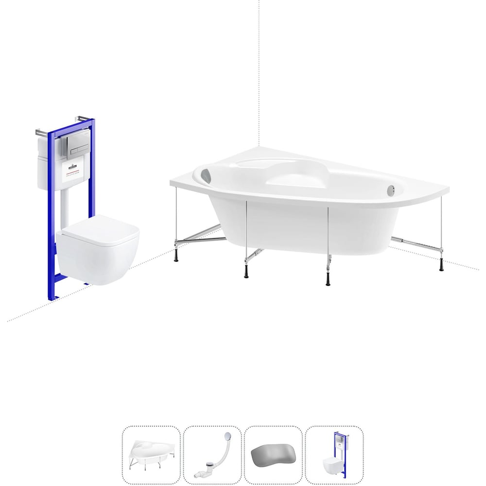 Изображение товара Акриловая ванна Lavinia Boho Bell Pro 140x95 см с инсталляцией современный дизайн