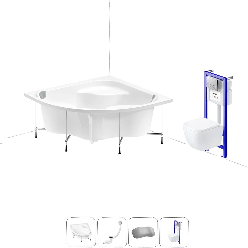 Изображение товара Комплект 5 в 1 Lavinia Boho Aveo акриловая ванна 150x150 белая