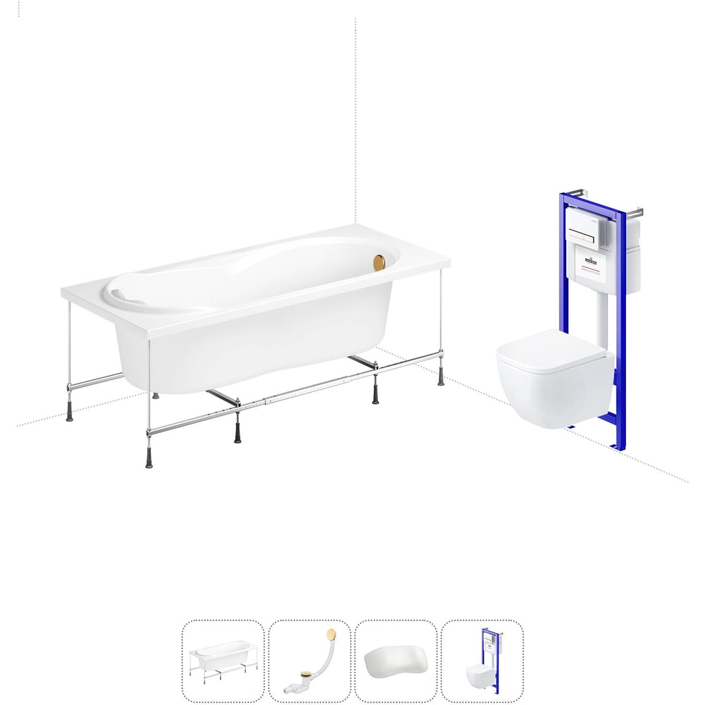 Изображение товара Акриловая ванна Lavinia Boho Easter Pro 170x75 см с интеграцией и стальной рамой