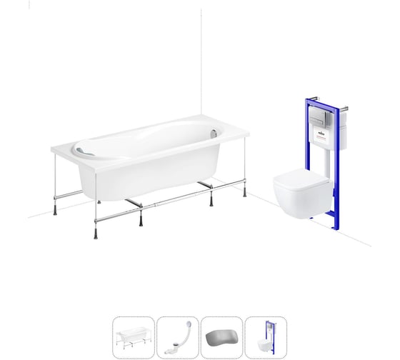 Изображение товара Комплект 5 в 1 Lavinia Boho Easter Pro акриловая ванна 170x75 см, с инсталляцией и подвесным 20221149R