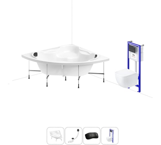 Изображение товара Комплект 5 в 1 Lavinia Boho Elegant акриловая ванна 150x150 см, с инсталляцией и подвесным ун 20221219R