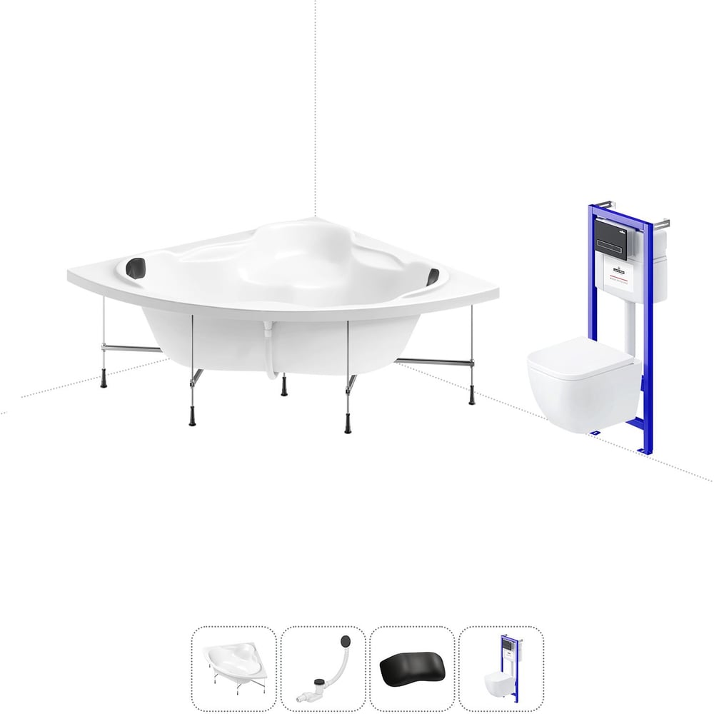 Изображение товара Комплект 5 в 1 Lavinia Boho Elegant акриловая ванна 140x140 см с инсталляцией