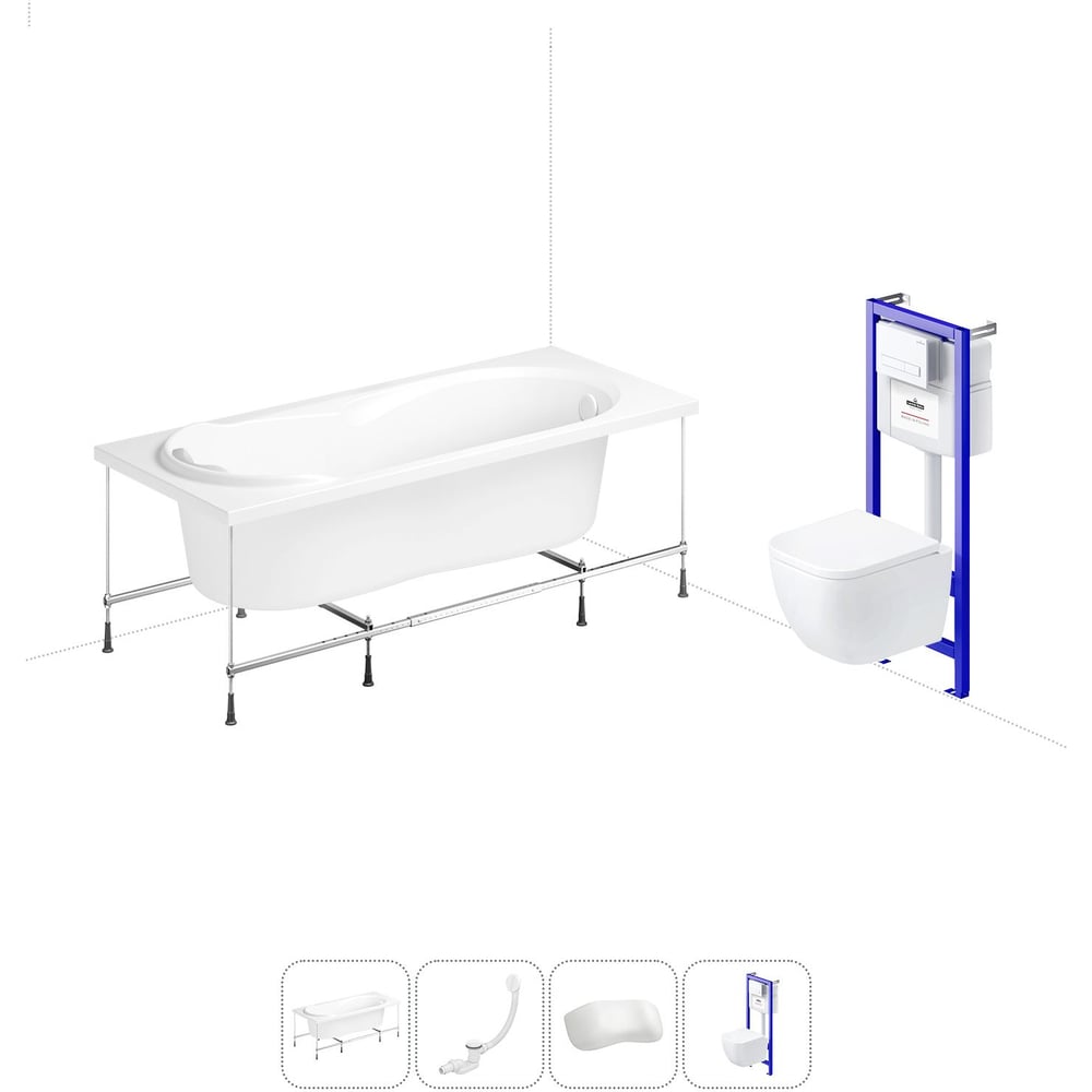 Изображение товара Комплект акриловой ванны Lavinia Boho Easter Pro 170x75 см