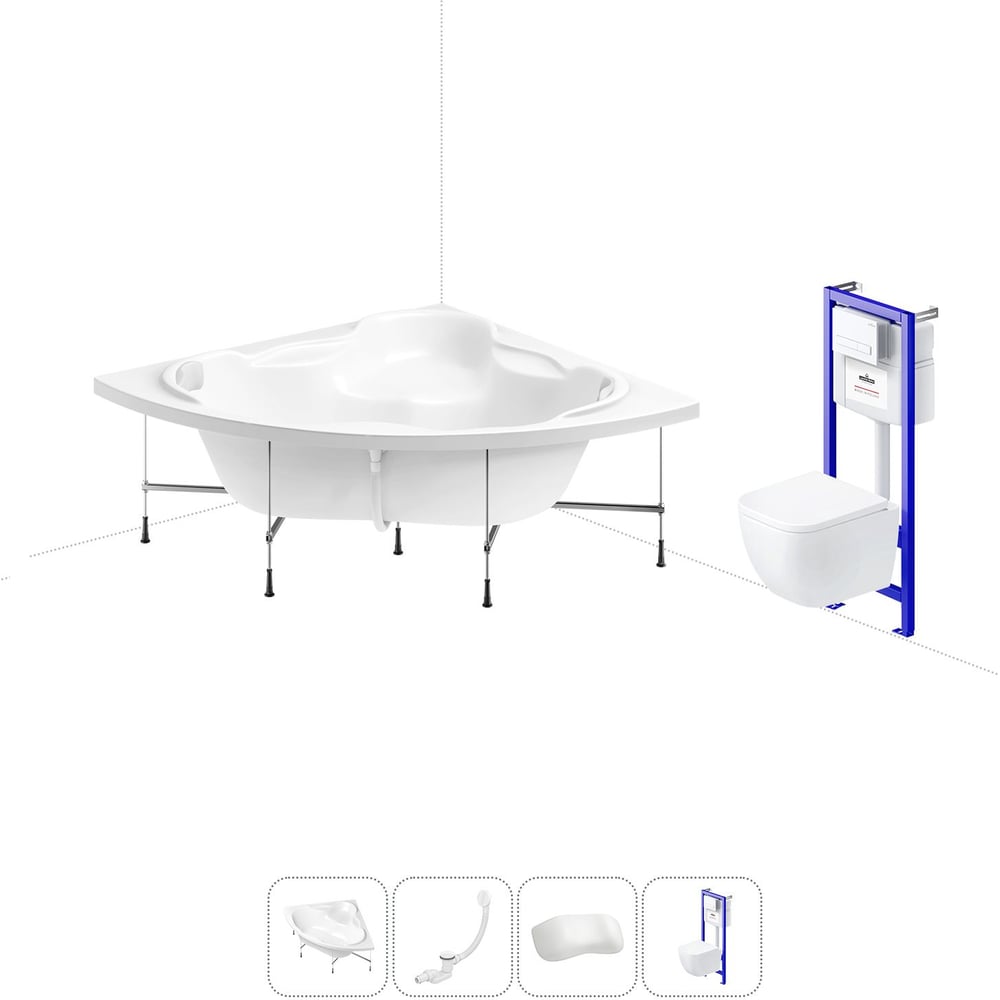 Изображение товара Комплект 5 в 1 Lavinia Boho Elegant акриловая ванна 150x150 см современный дизайн