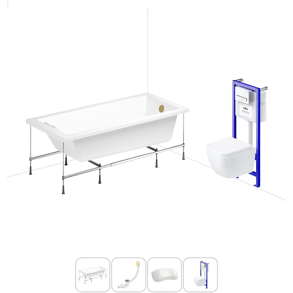 Изображение товара Акриловая ванна Lavinia Boho Element 170x80 см с каркасом и шторкой