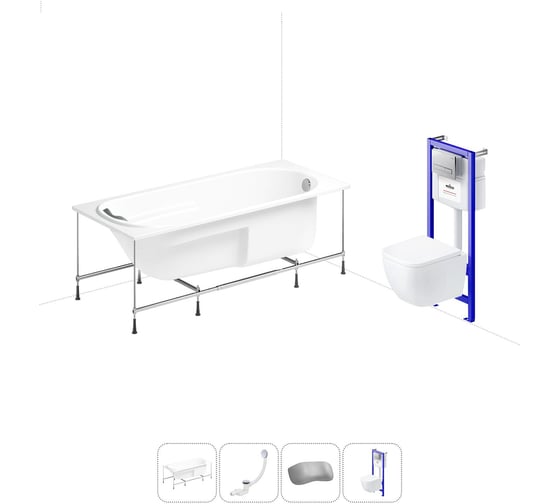 Изображение товара Комплект 5 в 1 Lavinia Boho Bristol акриловая ванна 150x75 см, с инсталляцией и подвесным уни 20221153R