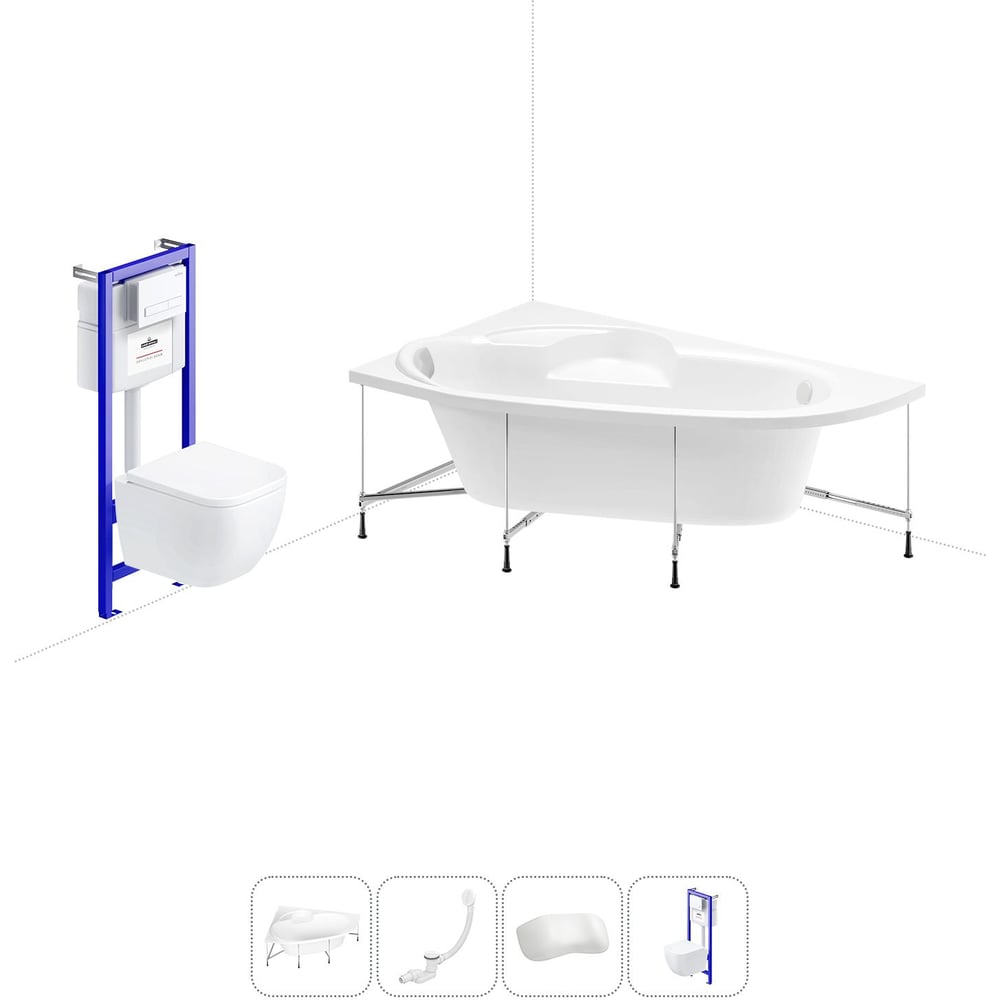 Изображение товара Комплект 5 в 1 Lavinia Boho Bell Pro акриловая ванна 170x110 см с инсталляцией