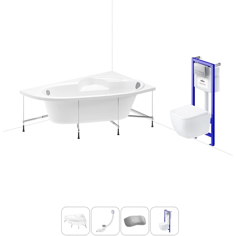 Изображение товара Акриловая ванна Lavinia Boho Bell Pro 150x100 см с каркасом и установкой