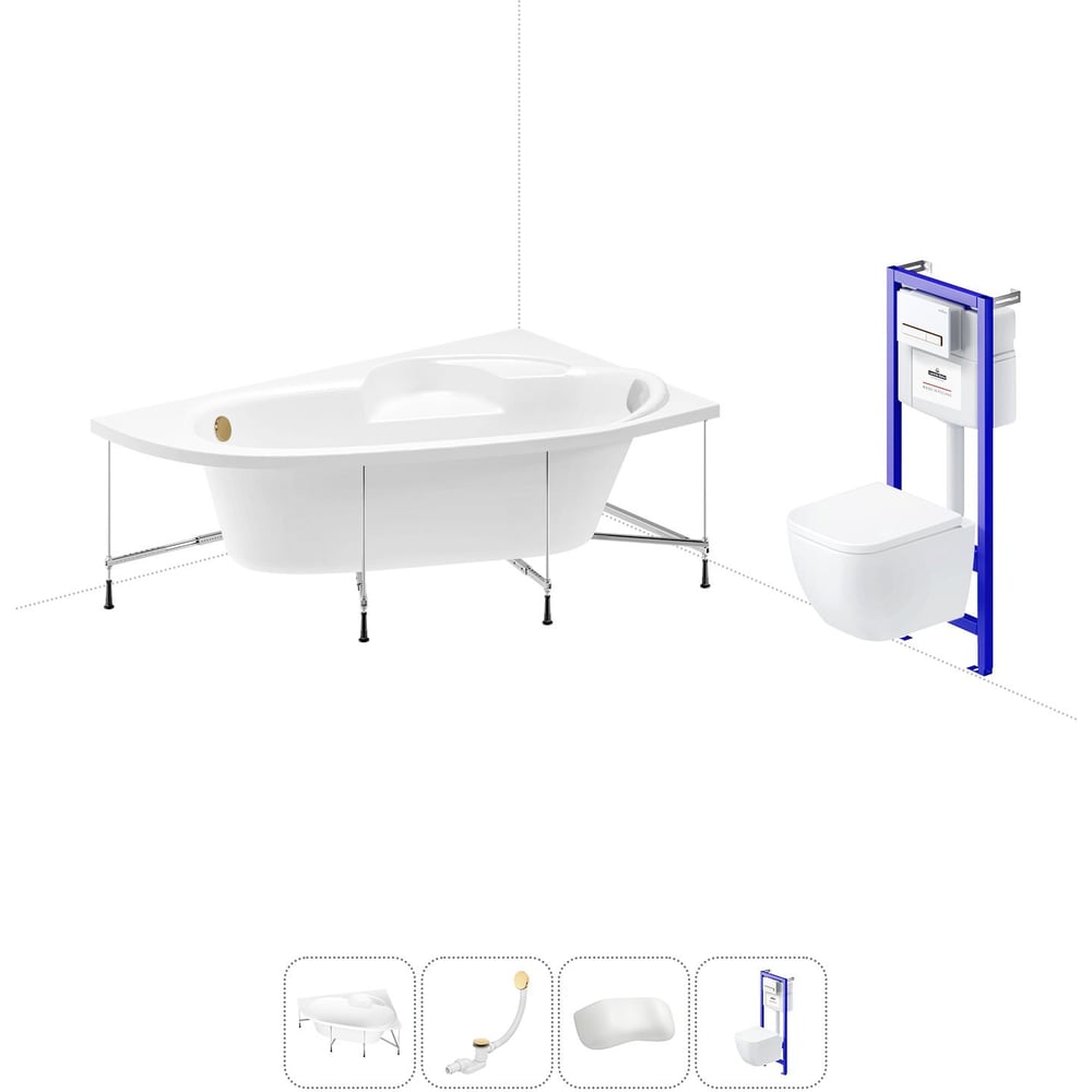 Изображение товара Акриловая ванна Lavinia Boho Bell Pro 160x105 см с инсталляцией и стеклянной шторкой