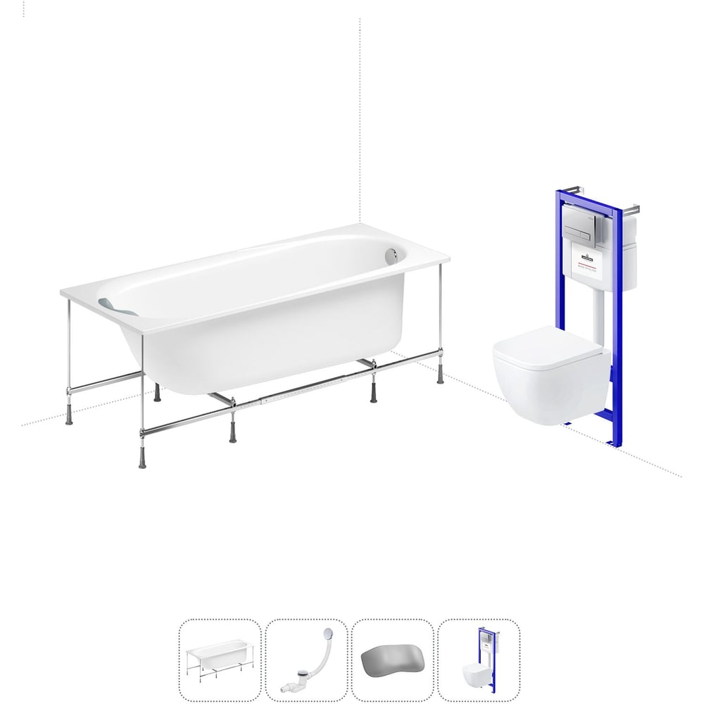 Изображение товара Комплект 5 в 1 Lavinia Boho Biore акриловая ванна с инсталляцией и унитазом