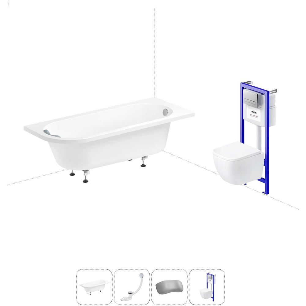 Изображение товара Акриловая ванна Lavinia Boho Art II 170x72.5 см с инсталляцией и стеклянной шторкой