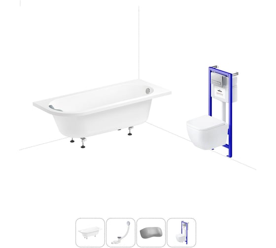 Изображение товара Комплект 5 в 1 Lavinia Boho Art II акриловая ванна 170x72.5 см, с инсталляцией и подвесным ун 20221081R