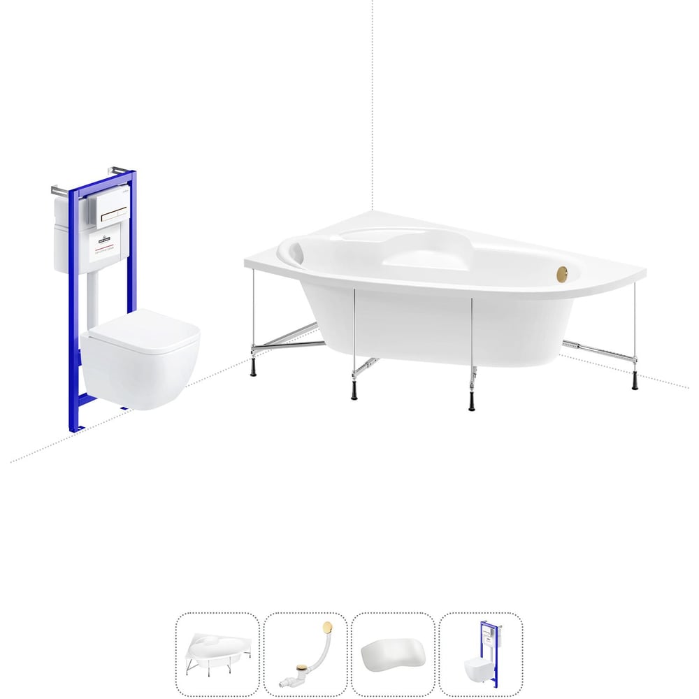 Изображение товара Акриловая ванна Lavinia Boho Bell Pro 150x100 см с монтажом и аксессуарами