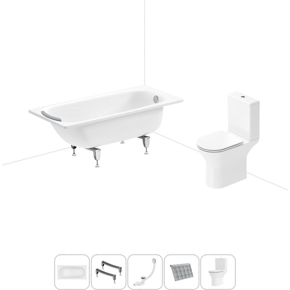 Изображение товара Комплект 5 в 1 Sanitana BLB Universal 150x70 стальная ванна и унитаз