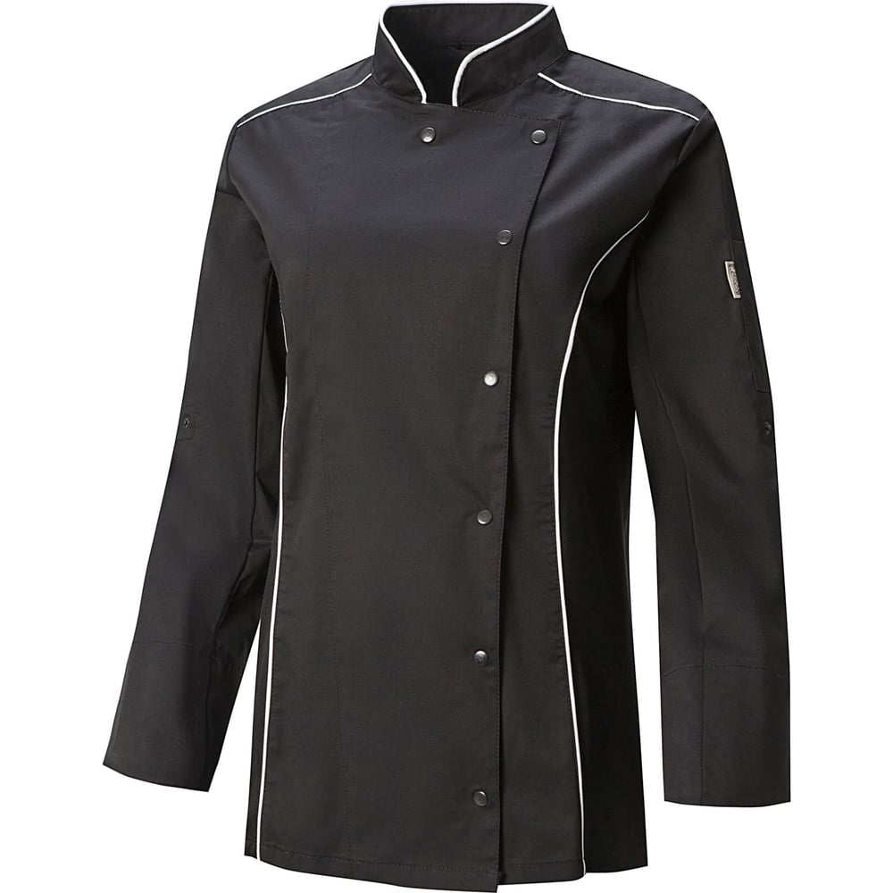 Изображение товара Поварской женский китель RICON черный, размер M, качественный и удобный рабочий халат