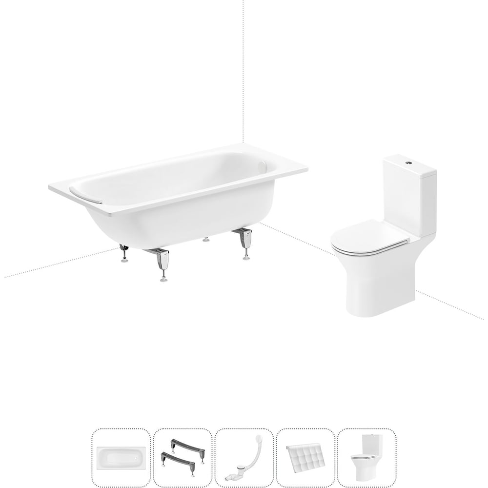 Изображение товара Комплект ванна 150x70 и напольный унитаз Sanitana BLB Universal 3,5 сталь белый