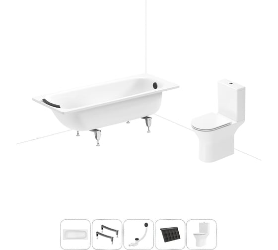 Изображение товара Комплект 5 в 1 Sanitana BLB Universal 3,5 стальная ванна 170x75 с напольным унитазом 20220743R