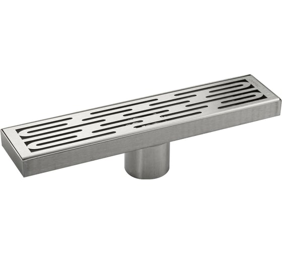 Изображение товара Трап САНАКС 300х68 мм, нержавеющая сталь, линейный, вертикальный, крышка решётка узор с гидрозатвором 40446