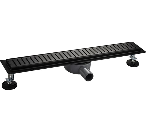 Изображение товара Трап САНАКС 600 х 70 мм, с бортиком для плитки, из нержавеющей стали, горизонтальное подключение 360º, с сухим и гидрозатворами, цвет ЧЁРНЫЙ 03339