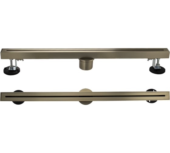 Изображение товара Трап САНАКС 600х32 мм, нержавеющая сталь, линейный, вертикальный, щелевой, с сухим затвором, цвет ЗОЛОТО МАТОВОЕ 40061