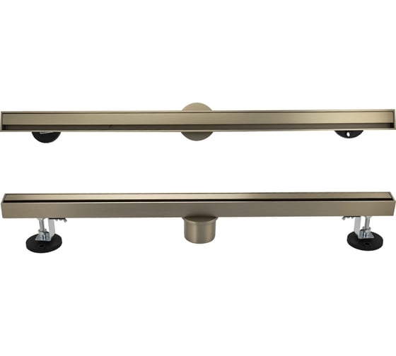 Изображение товара Трап САНАКС 600х32 мм, нержавеющая сталь, линейный, вертикальный, щелевой, с сухим затвором, двухсторонняя решетка , цвет МАТОВОЕ ЗОЛОТО 40063