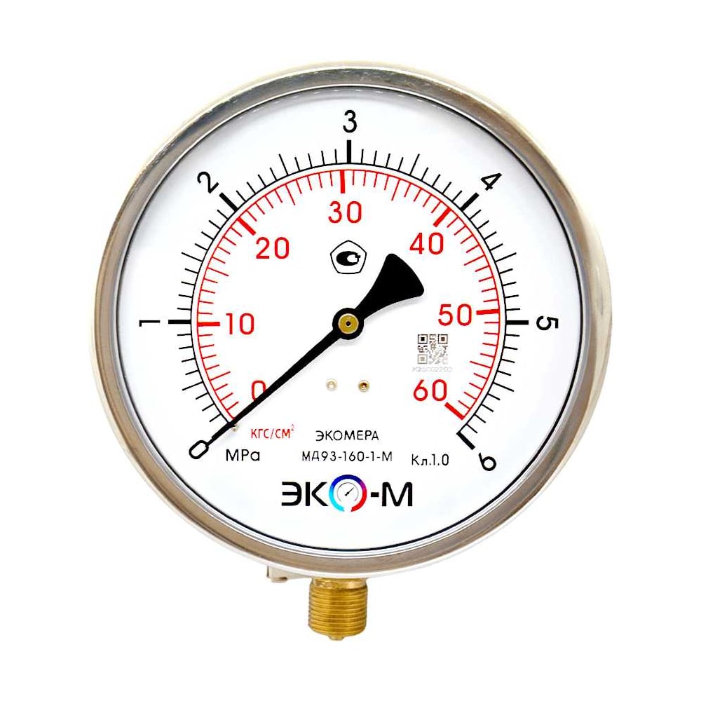 Изображение товара Манометр ЭКО-М Экомера МД93-160мм 0..6МПа с радиальным соединением