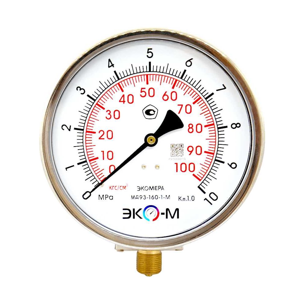 Изображение товара Манометр ЭКО-М Экомера МД93 160 мм для измерения давления до 10 МПа