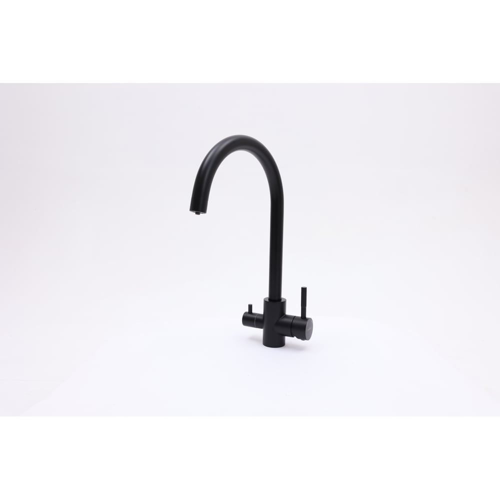 Изображение товара Современный черный смеситель для кухни Alcora Tugela с фильтром двойной излив