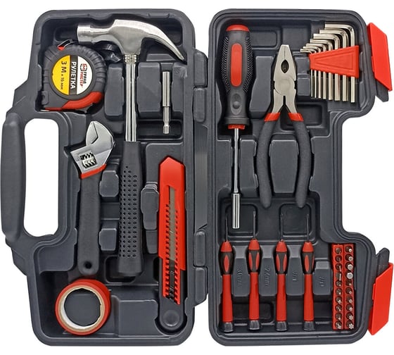 Изображение товара Набор инструментов столярно-слесарный ГРАНДМАСТЕР 40 предметов, пластиковый кейс 671332