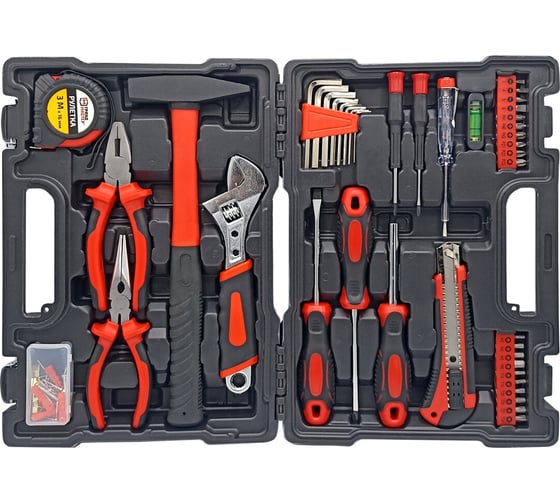 Изображение товара Набор инструментов столярно-слесарный Грандмастер 84 предмета, пластиковый кейс 671331