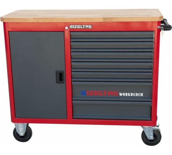 Изображение товара Инструментальная тележка IZELTAS WORKBENCH черно-красная, без инструментов, 7 ящиков 8247321007