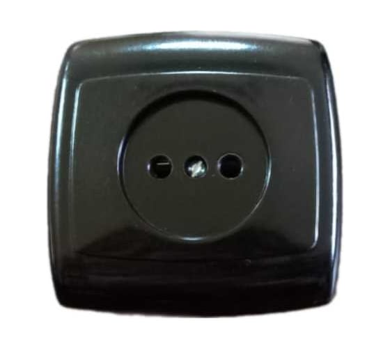 Изображение товара Розетка встраиваемая Ливны-Электро одинарная РС 10-008, квадратная, черная, 2 штуки РС 1822