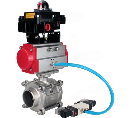 Изображение товара Кран DN.ru 316-316-PTFE-FP-W-ISO-H WDVF Ду20 Ру63, пневмопривод, пневмораспределитель, БКВ D160-69310