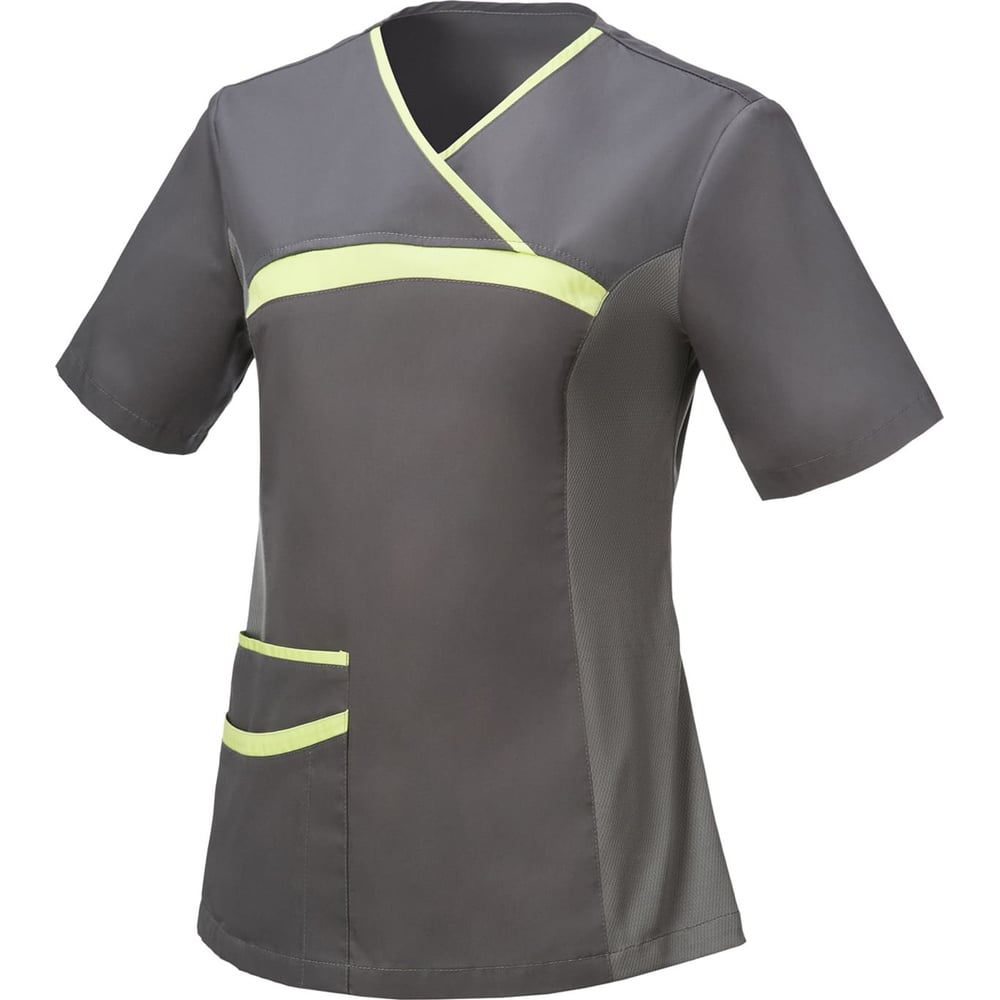 Изображение товара Женская блуза СОЮЗСПЕЦОДЕЖДА ОРИОН серо-лимонная 52-54 смесовая ткань