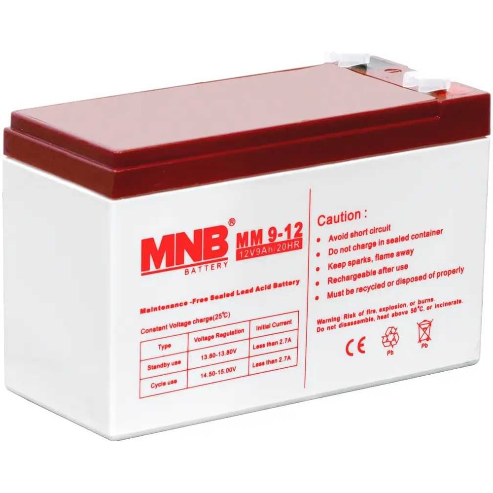 Изображение товара Аккумуляторная батарея MNB MM 9-12 AGM 9 Ач 2.7 А