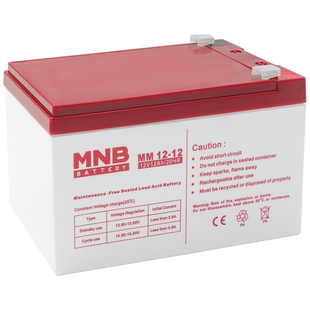 Изображение товара Аккумуляторная батарея MNB MM 12-12 AGM 12 А*ч для резервных систем и электроснабжения