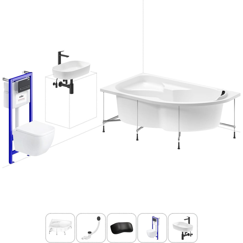 Изображение товара Комплект 6 в 1 Lavinia Boho Grance Hill акриловая ванна и унитаз